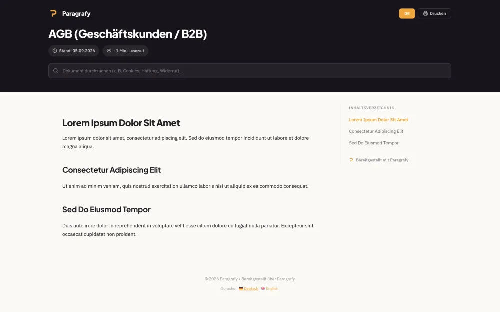 Öffentliche Paragrafy-Ansicht eines Rechtstextes